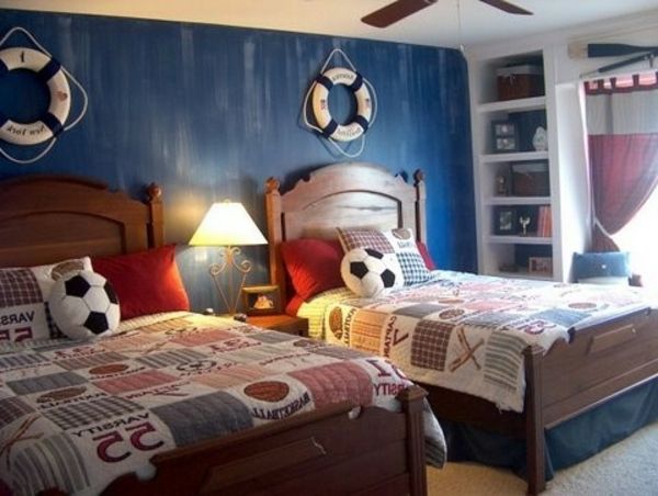 detský chlapec-nápady-chlapci - stenový dizajn s tmavo modrou