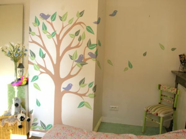 kwekerij muurschildering-boom - achtergrond in beige
