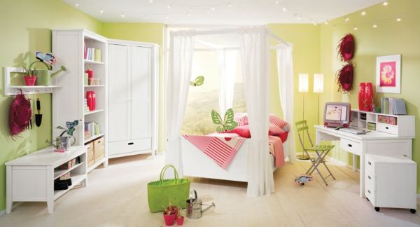 barnehage vegg-farge-gul-og-lys grønn-hvit-møbler
