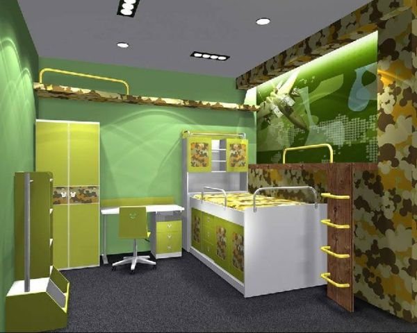 kinderkamer-muur-verf-groen- zeer origineel ontwerp