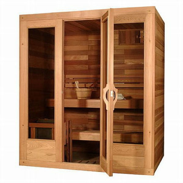 clássico-design-de-sauna-com-vidro da frente