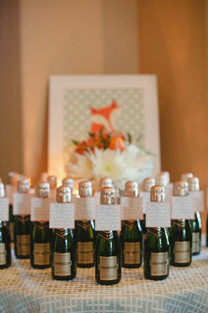 malá fľaša šampanského Wedding-label samo-Print