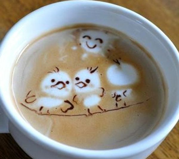 Malí vtáky-of pena-in-the Coffee Cup myšlienke