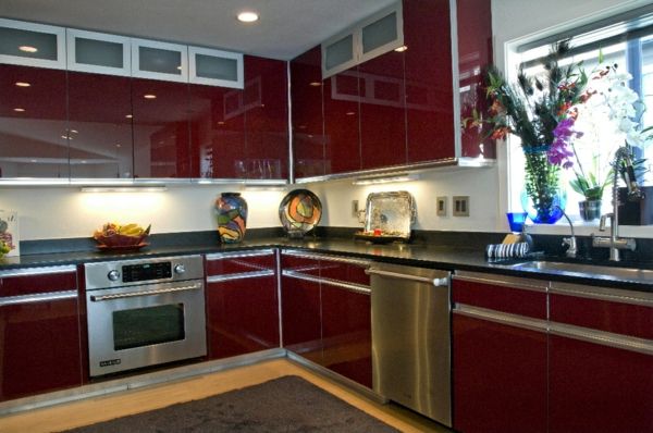 cor pequena cozinha-nice-set-up-vermelho