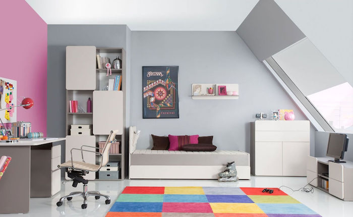 cool furniture ideas grigio vivaio design rosa muro colorato tappeto quartetto tavoli idee decorazione murale