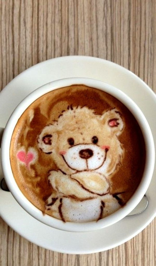 small-medveď káva peny skvelý nápad