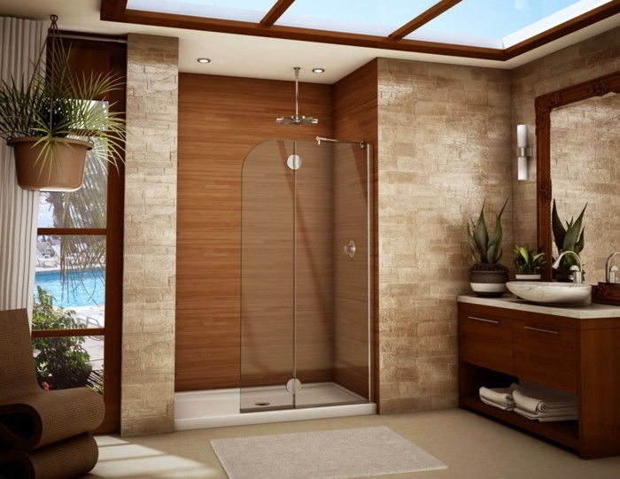 Pequeno-banheiro-com-muito-bom Chuveiro-moderna-design