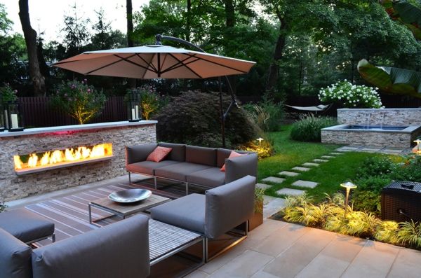 udobna, moderno vrtno pohištvo-vrt-ideje-za-zunanjo-vrt-tipski požarne prostor-vrt