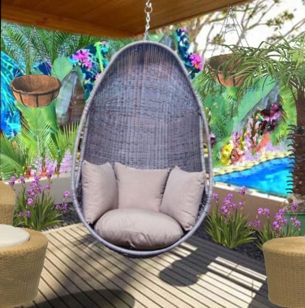korg hängande stol-med-bekväma kuddar-in-garden