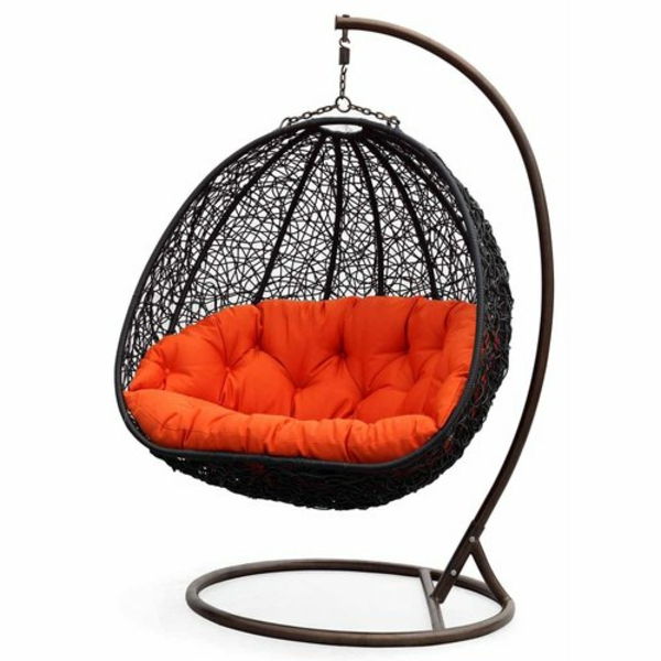 korg hängande stol-med-apelsin-kuddar-och-ram