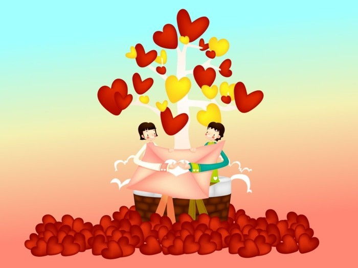 free wallpaper-Valentine interesant de animație