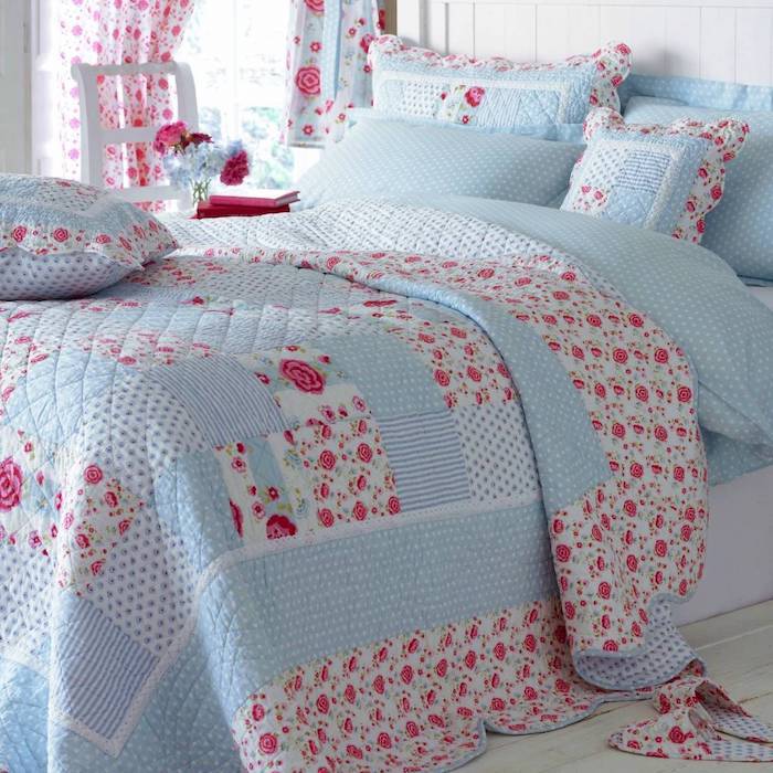 linho azul e rosa idéias de costura simples, como transformar o quarto em oásis