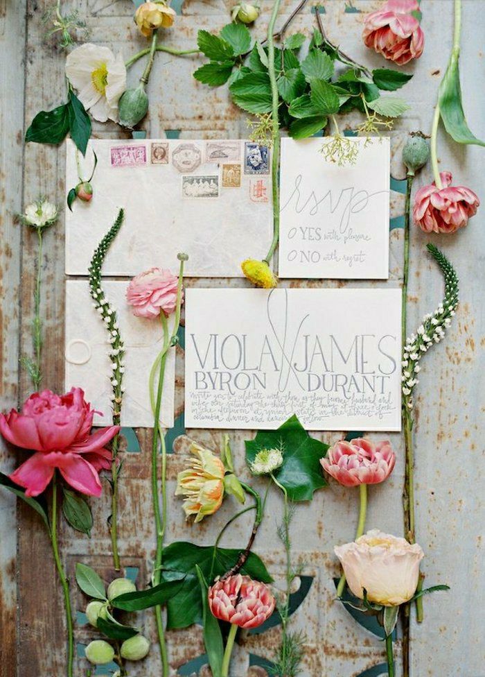 tvorivé myšlienka-pozvanie svadobné Romantic Flower úžasne, krásna skladba