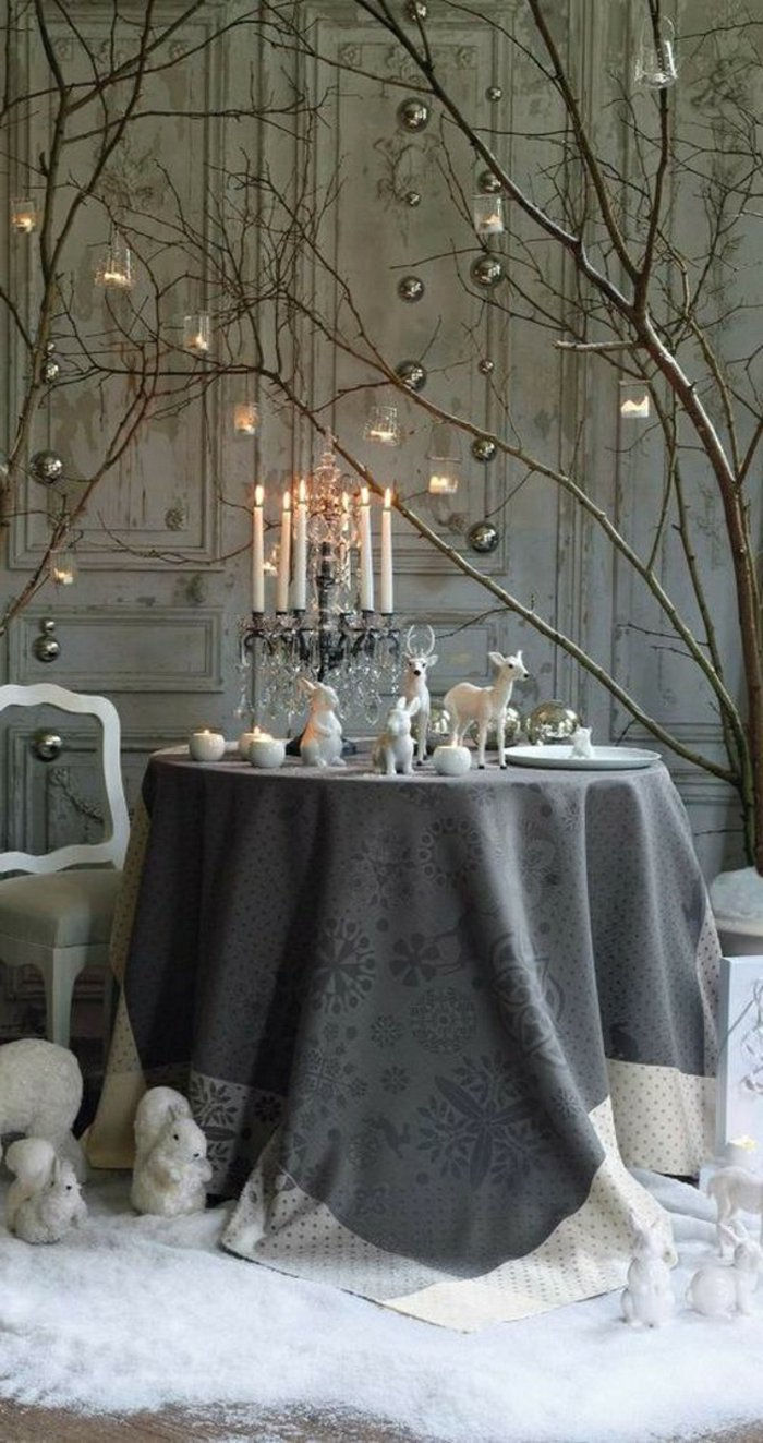 kreatívne stolové dekorácie vianočné konáre stromov Silver-weihnachtsschmuck