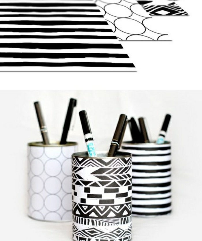 creativo-craft-paper-in-bianco-e-blu-matite-sfera-pen-holder se stesso-making