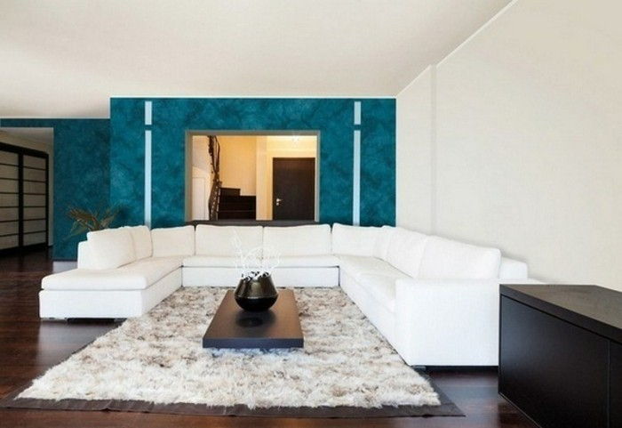 kreativa vardagsrum modern design-färgbensin vit soffa