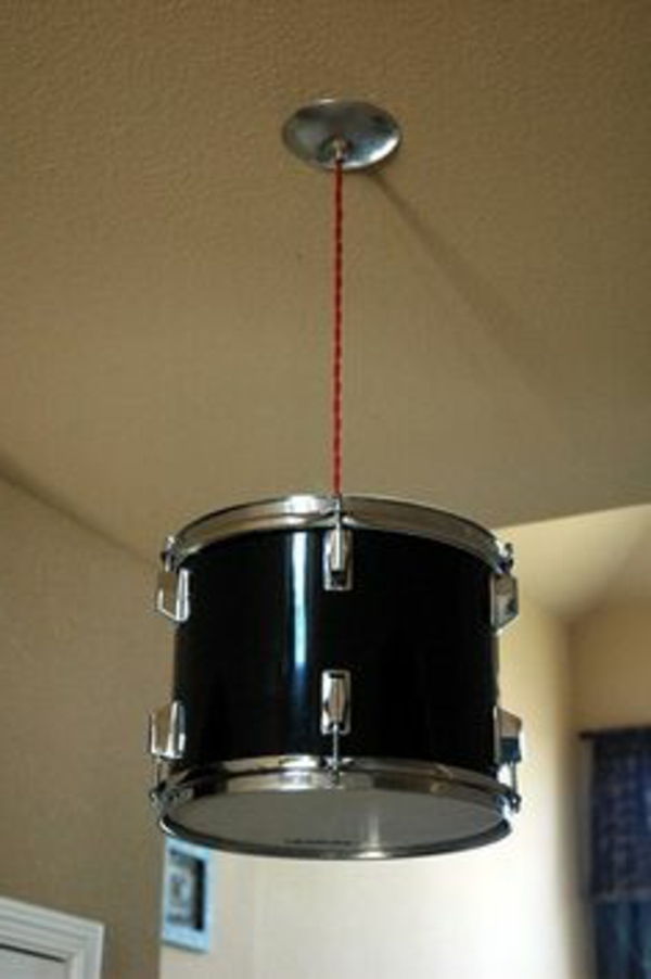 utilizați tambur ca lampă de tavan - idei originale de crafting pentru lămpi de designer