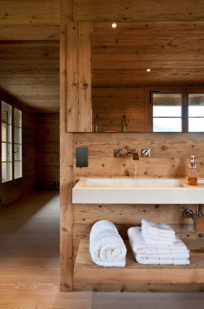 dom-łazienka-drewno-shelf powierzchnie-for-ręczniki