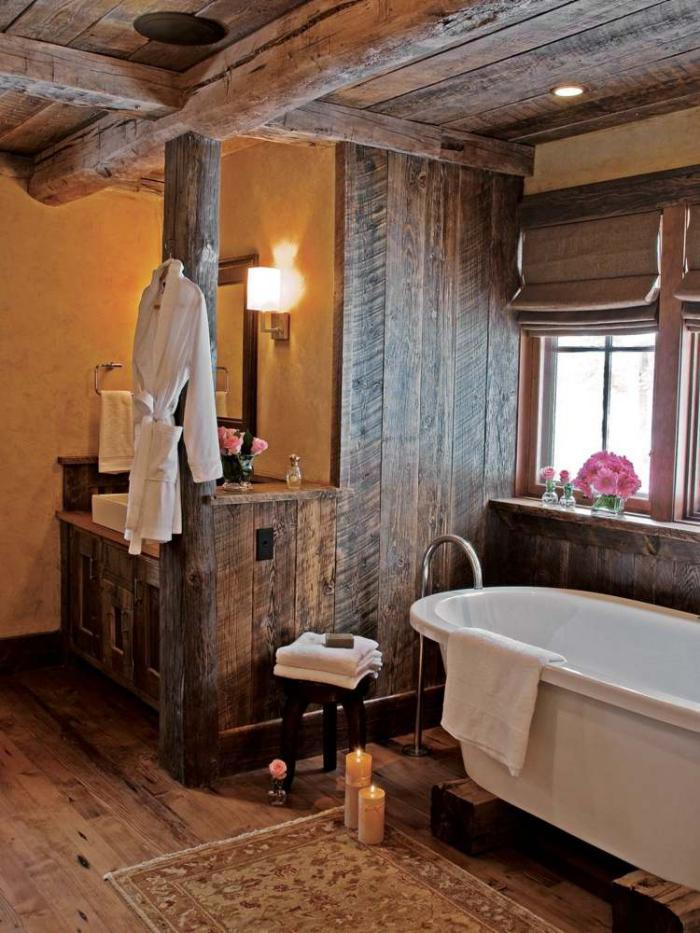 dom-łazienka-rustykalny drewniano-dywan
