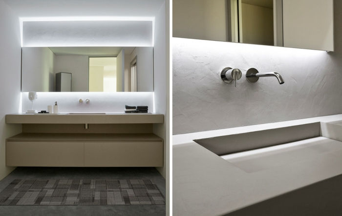 led dolaylı-aydınlatma-için-baedzimmer-beyaz-kahverengi banyosu mobilya