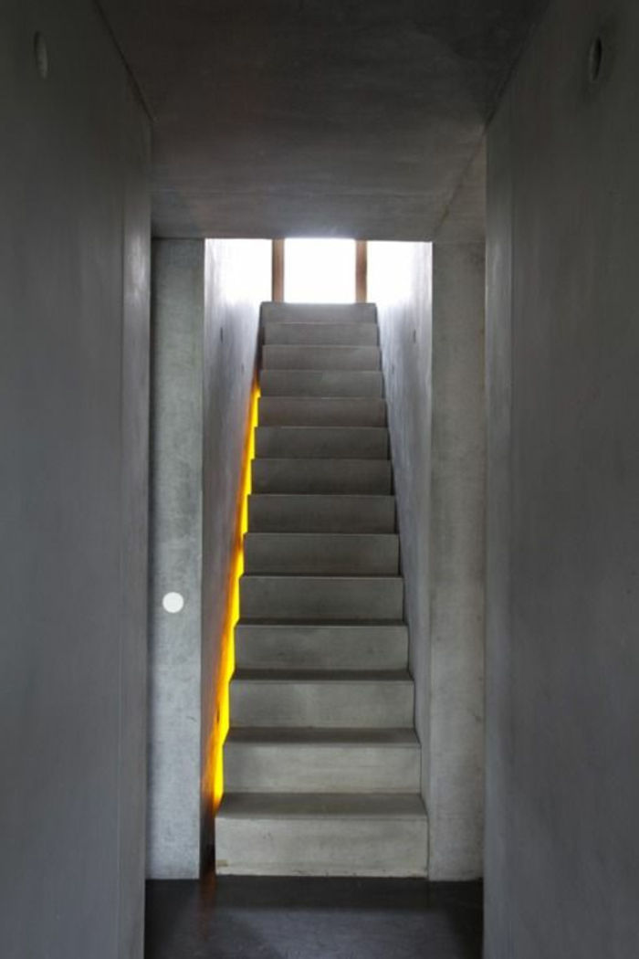 condotto scala di illuminazione-grigio-design-moderno-corridoio-design