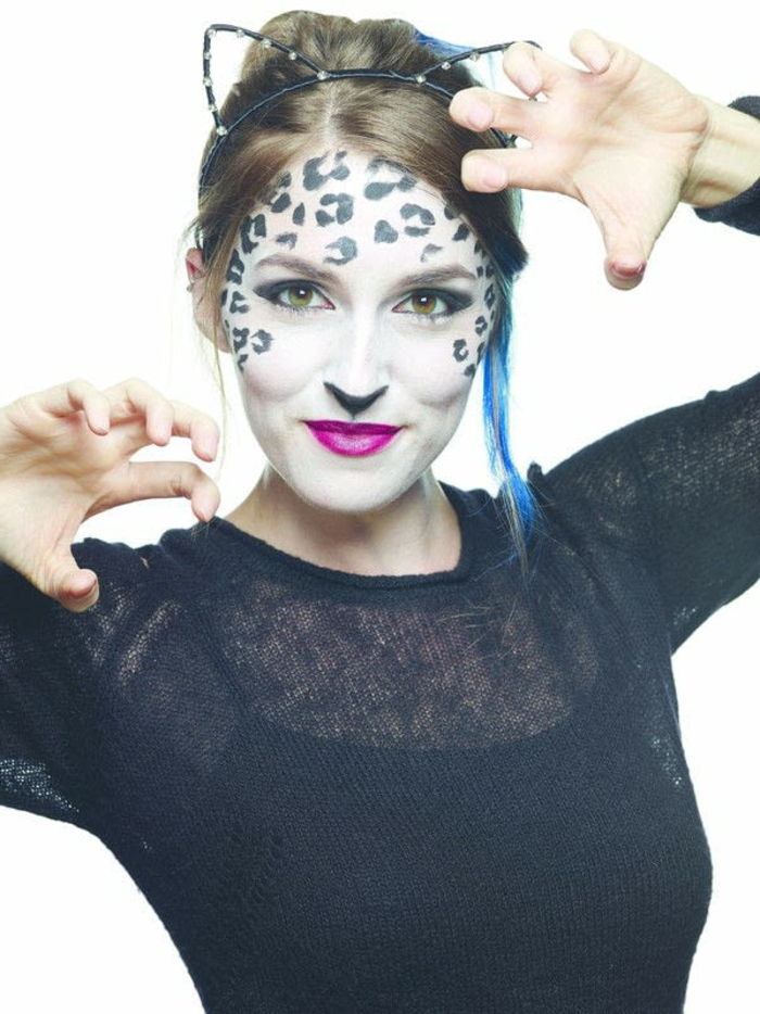 leopard fata-machiaj-stră-femeie-cu-un-funny-look