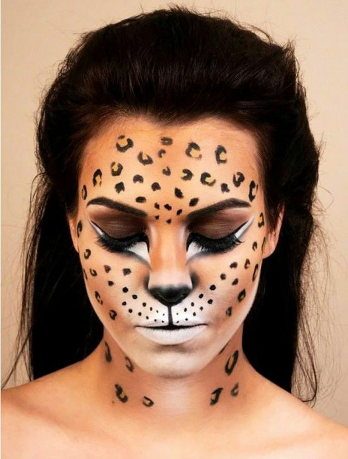 Femeie leopard fata make-up-frumos-brunet
