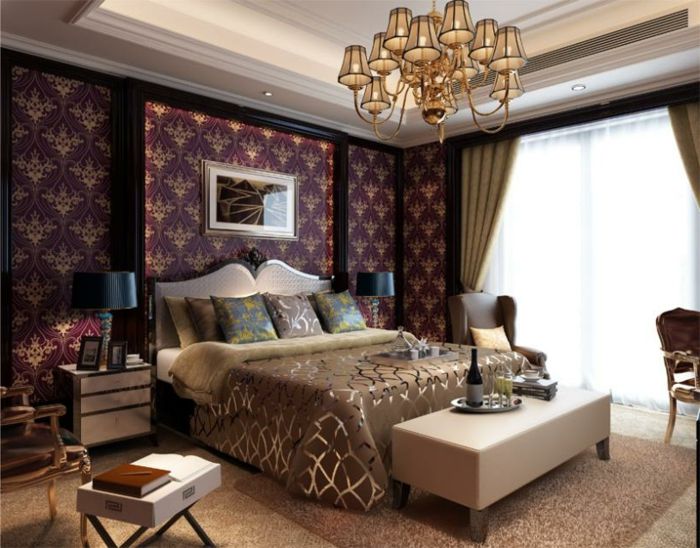 violet-tapet-aristocratică-dormitor