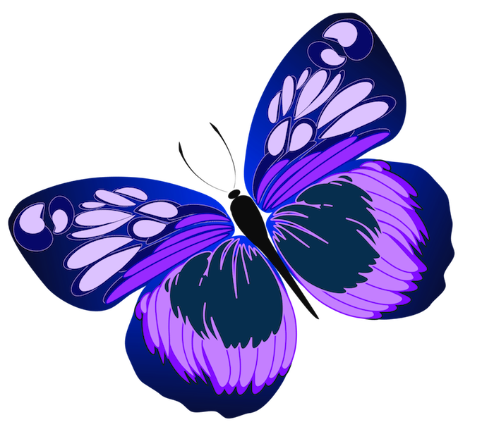 jeden z mnohých nápadov na tetovanie s rozprávkou, motýľ motýľ s dvoma purpurovými krídlami