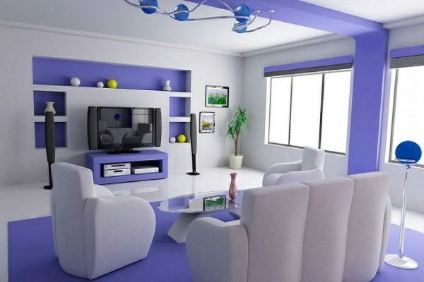 fialové a biele obývacie steny-nápady-tvorivé