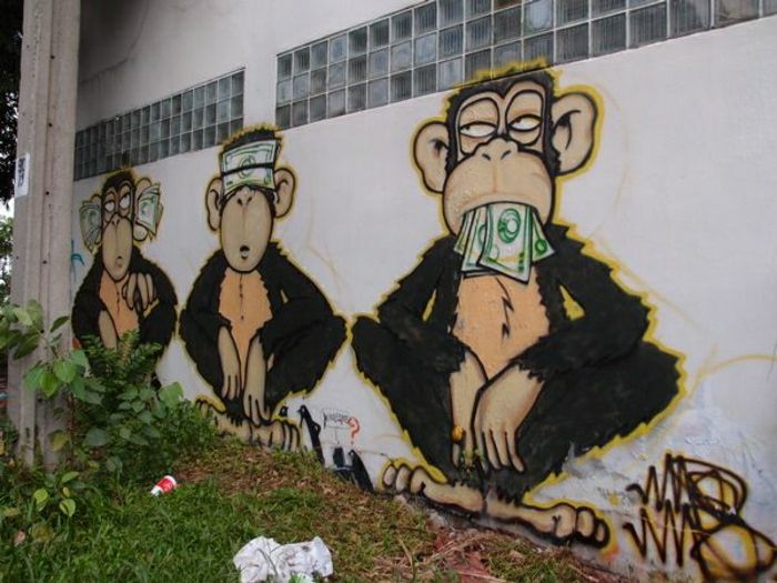 rolig Graffiti Monkey pengar dollar
