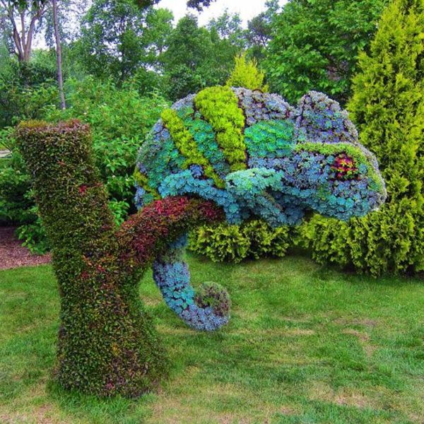 Funny-gartenfiguren-chameleon-topiary-art
