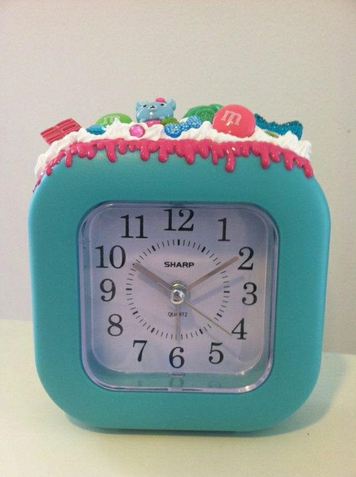 engraçado-alarme relógio-crianças-azul alarme Decoração relógio-para-meninas