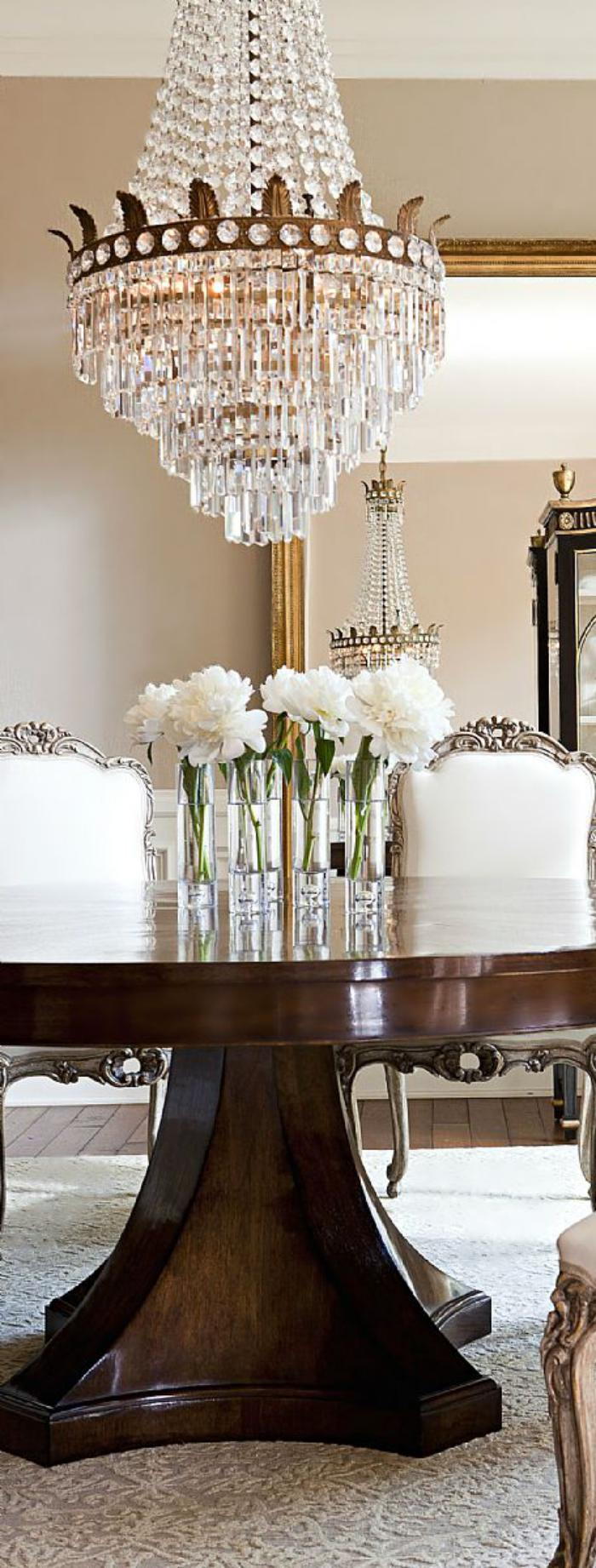 interiores luxuosos lindo mesa decoração candelabros de cristal magnífico