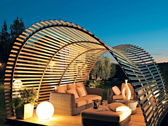 luxusný dizajn, vonku, moderný pergola-z-lesa