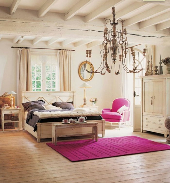razkošje spalnica pohištvo, rožnata preproga