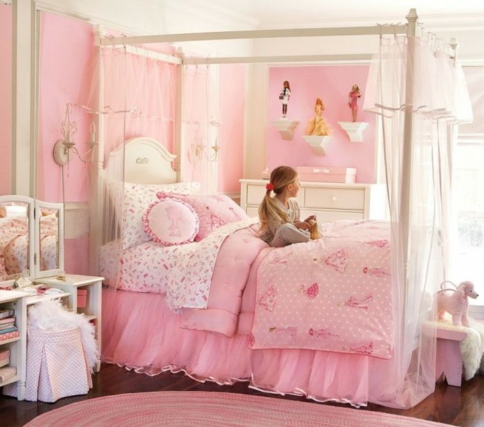 razkošje spalnica pohištvo-rožnato-posteljna