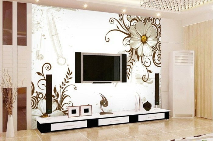 prabangus gyvenamasis kambarys-su-nuotrauka tapetai gėlės-gražus dizaino