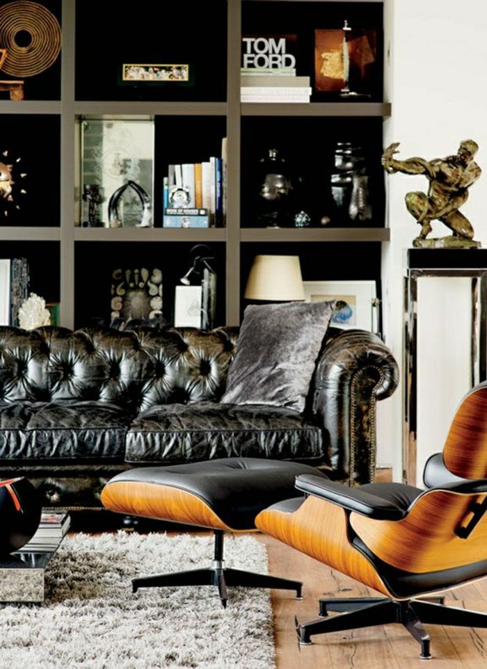 Vyras dizainas Chesterfield sofa-Eames kėdė