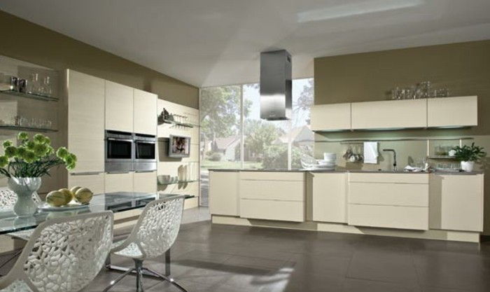 magnolia-färg kök moderna effektiv full konstruktion