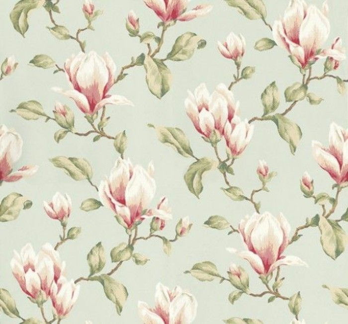 magnolie-culoare perete de design-cu-retro-tapet