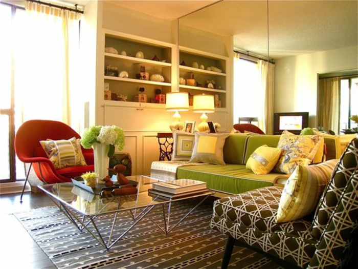 magnolie-culoare-frumos-mobilier-in-living mare cameră