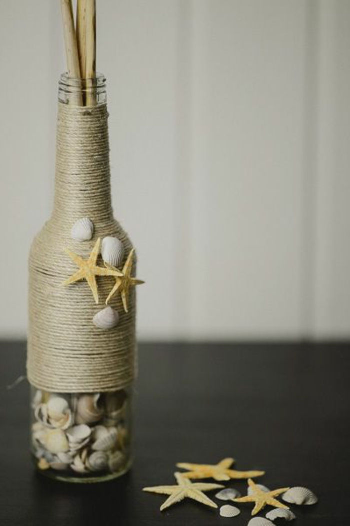 marinera dekorera tinker vas från burken själv gör jutegarn och skal