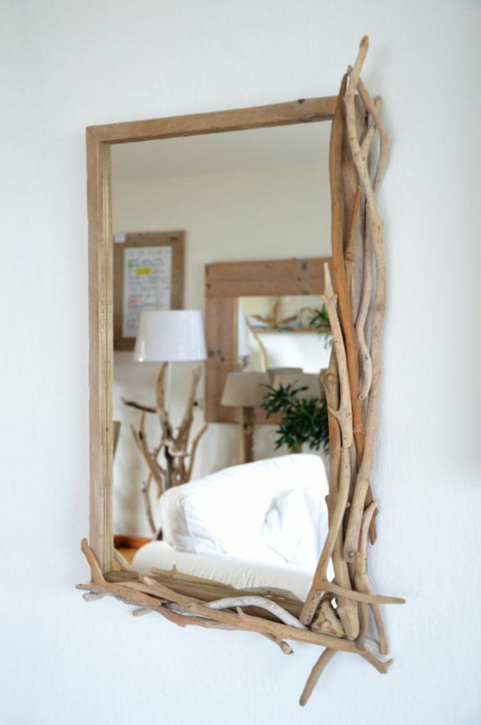 marin spegel tinker sommar dekoration drivved med trä lim stickning