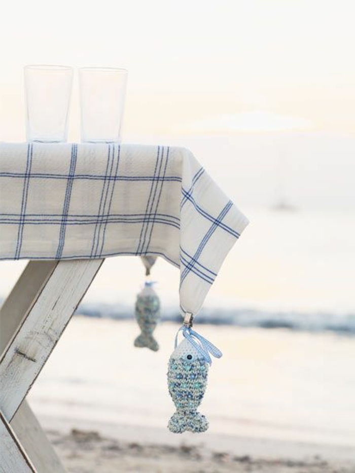 ideje za plažo deco za poletne ribe viseče mize za mizo