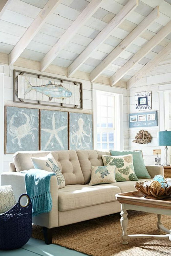 Námorné zdobenie remeslá obývacia izba dekorácie morské pohovky vankúše