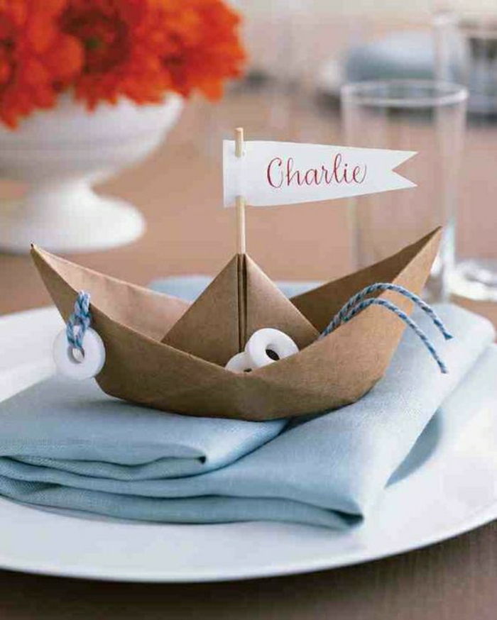 námorná letná dekorácia ako stolová dekorácia plachetnica hochzeiz vyrobená z lepenky