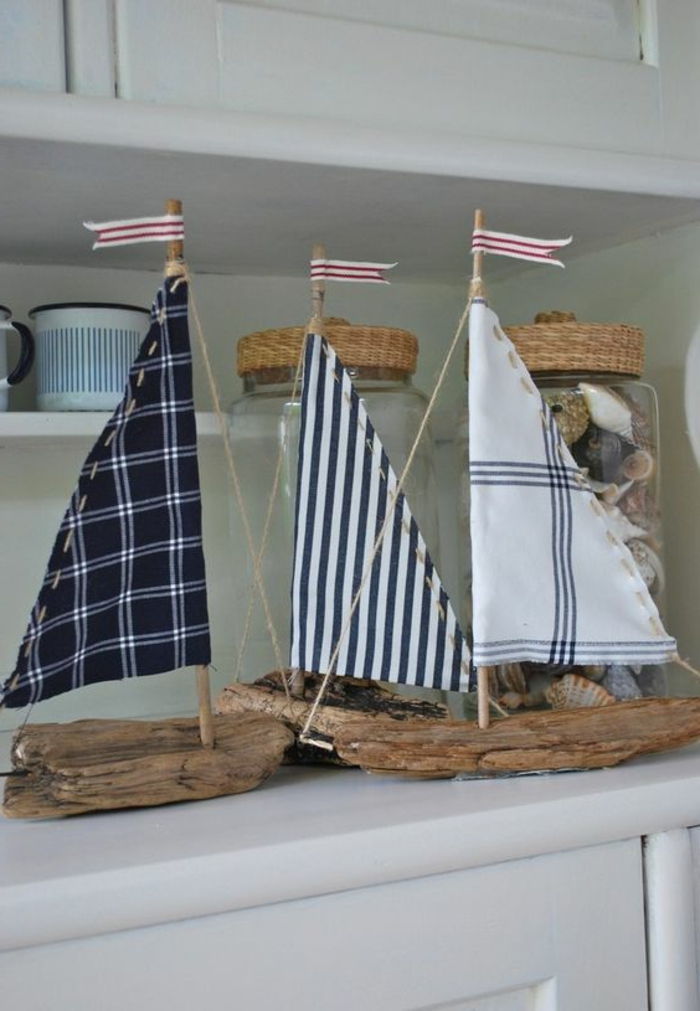 Yelkenli tekneler, driftwood ve mutfak dekorasyon deco denizcilik artıkları yapmak