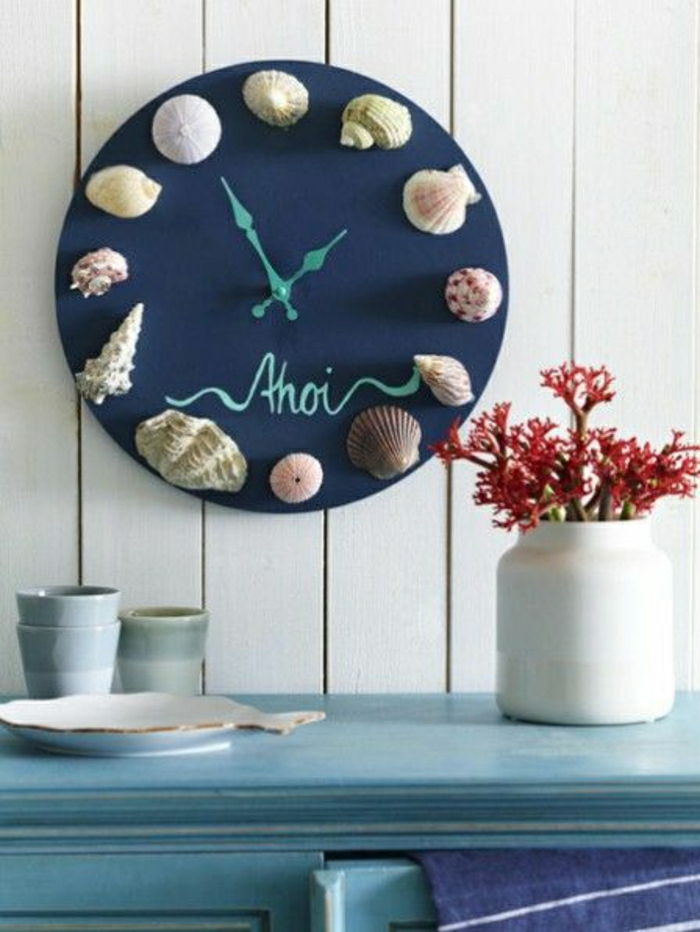 stenové dekorácie námorné hodiny remeselnícky s vázou námorných materiálov s korálom