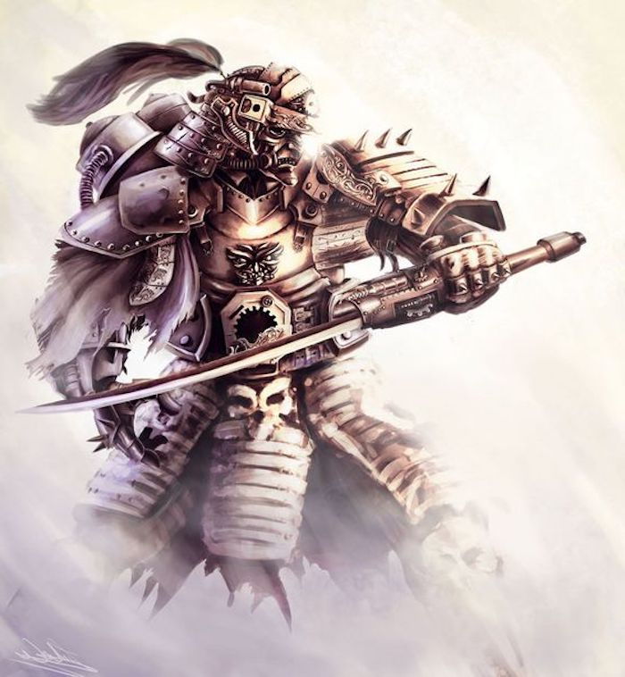 guerreiro japonês, lutador, equipamento, capacete, máscara, katana, espada de samurai